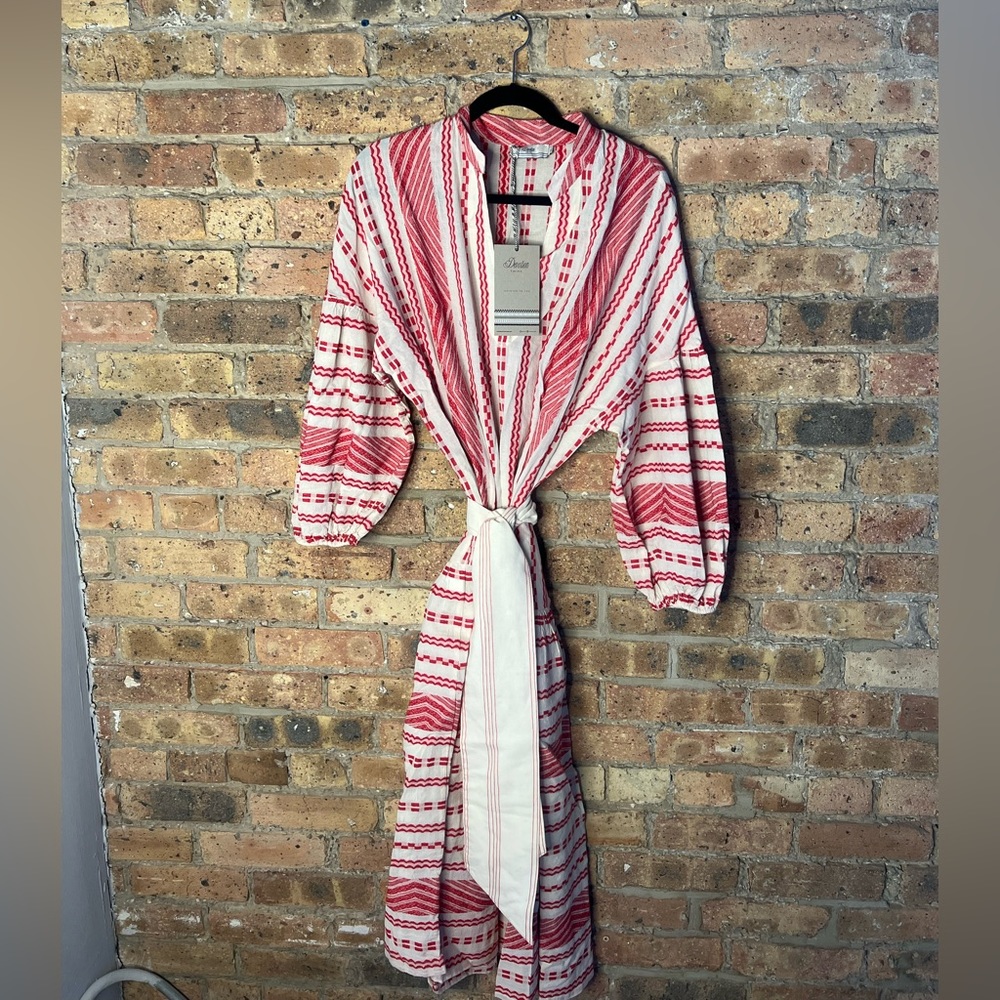 Devotion Twins red and white maxi dress with tie, size S, never been worn